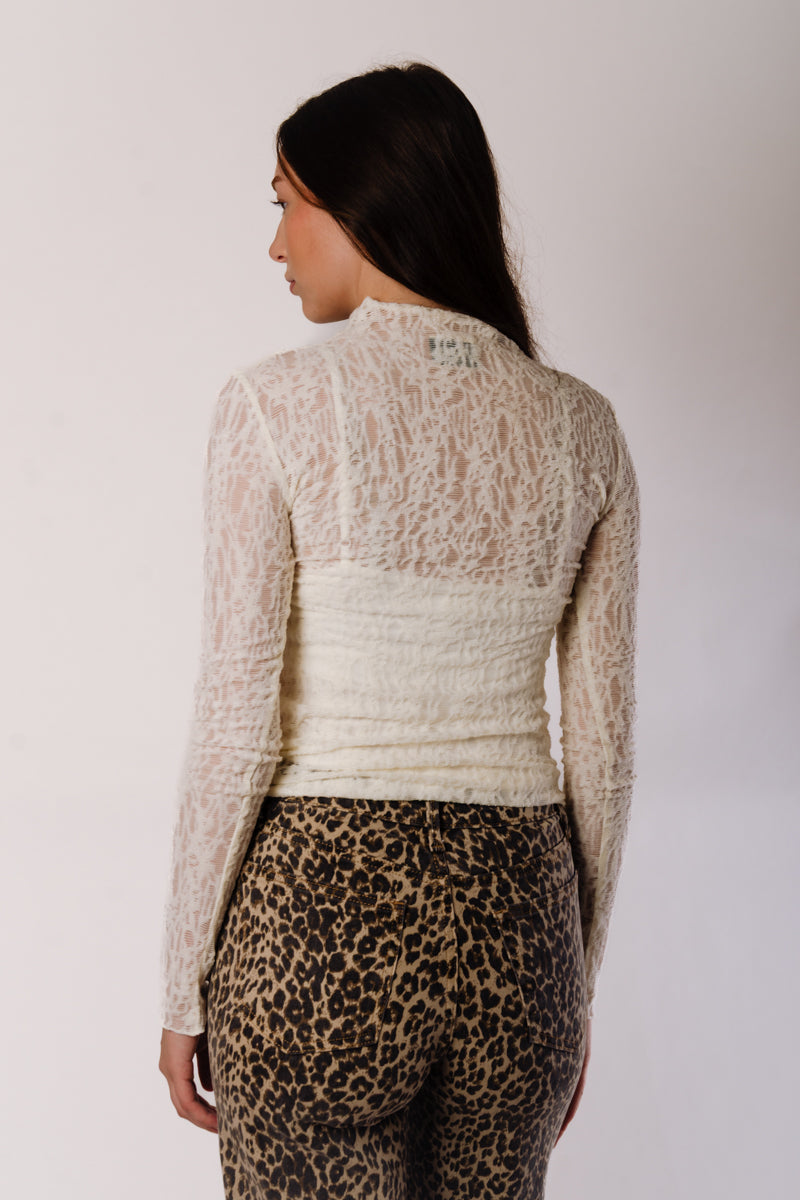 Reiko Lace Long Sleeve Top - WHT
