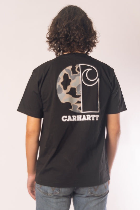 Relaxed Fit Camo Graphic Tee - BLK