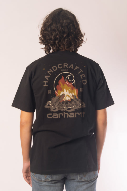 Relaxed Fit Fire Graphic Tee - BLK