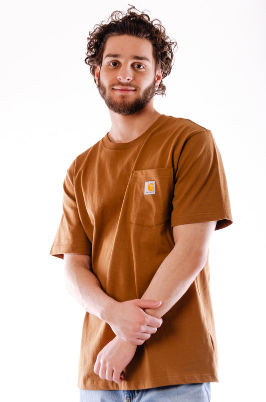 Relaxed Fit Pocket C Tee - BRN