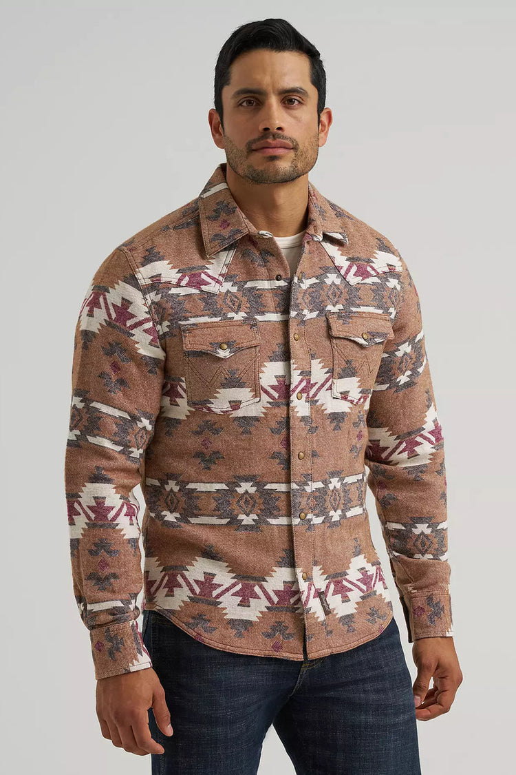 Retro Premium Western Jacquard Shirt - BRN
