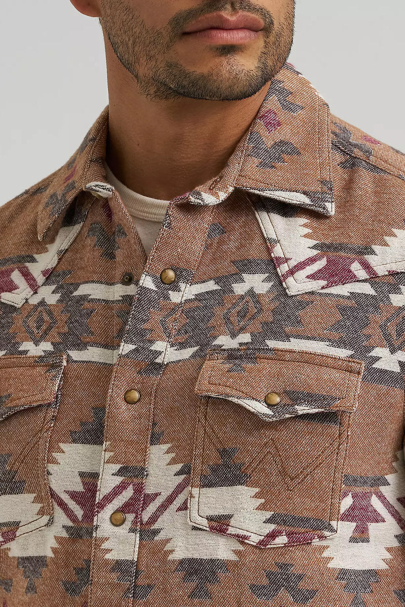 Retro Premium Western Jacquard Shirt - BRN