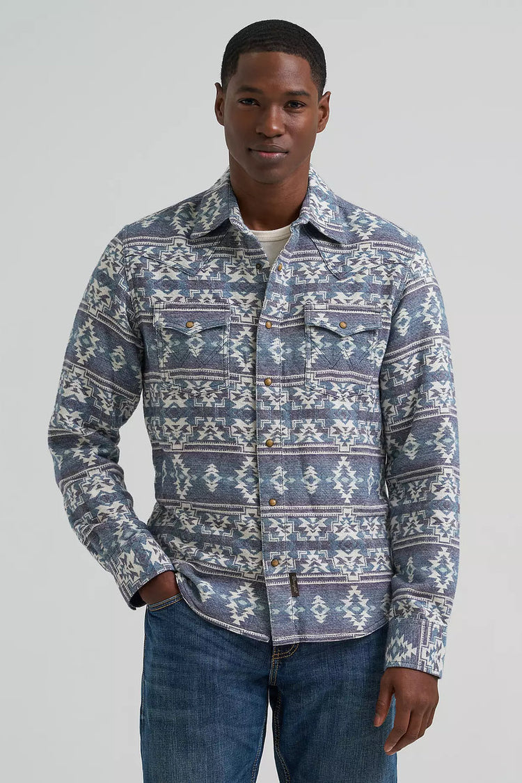 Retro Premium Western Jacquard Shirt - NVY