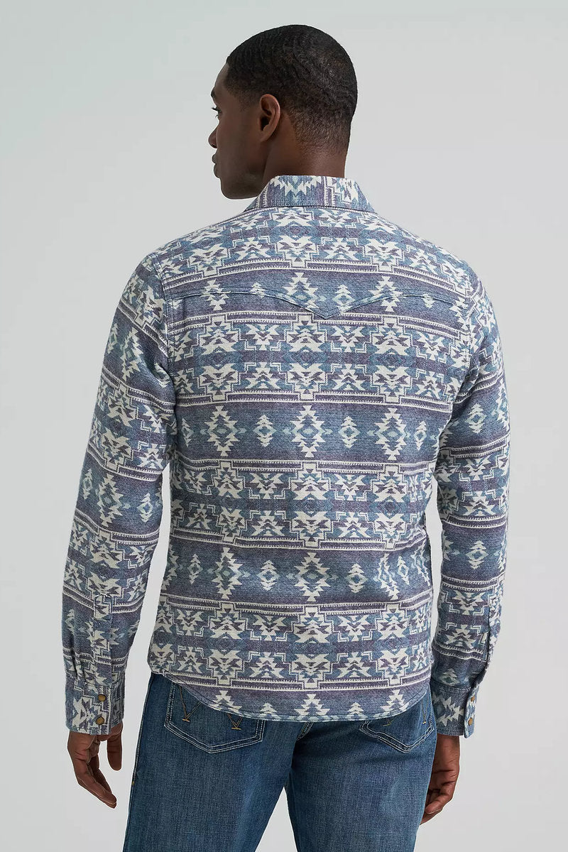 Retro Premium Western Jacquard Shirt - NVY