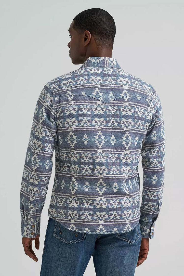 Retro Premium Western Jacquard Shirt - NVY