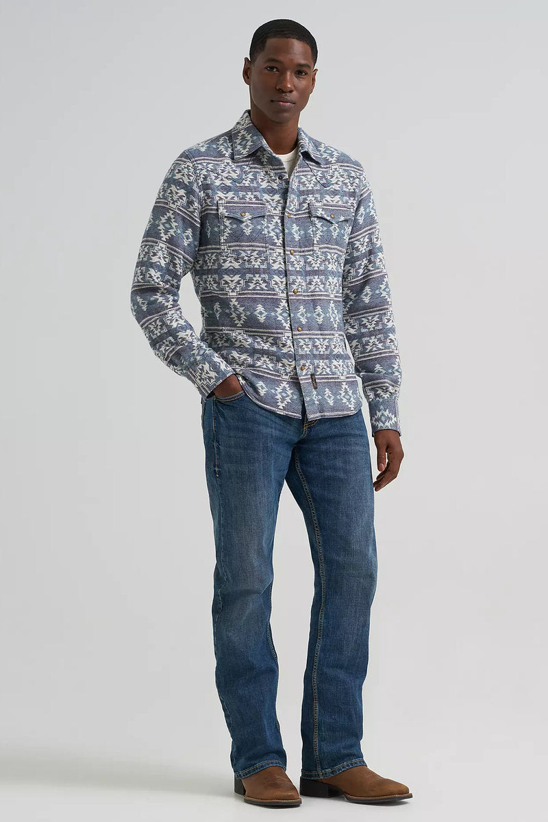 Retro Premium Western Jacquard Shirt - NVY