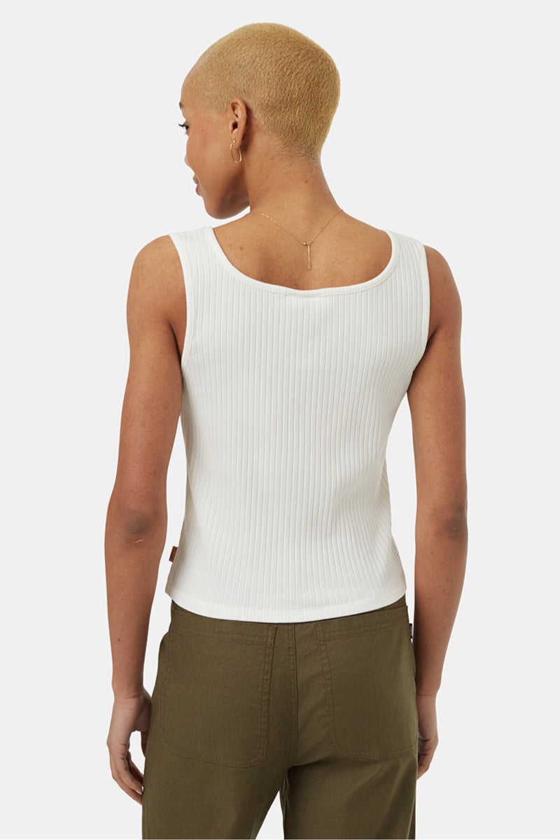 Rib Button Front Tank - WHT