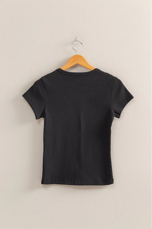 Ribbed Crop Tee - BLK
