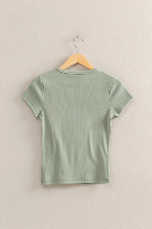 Ribbed Crop Tee - SAG