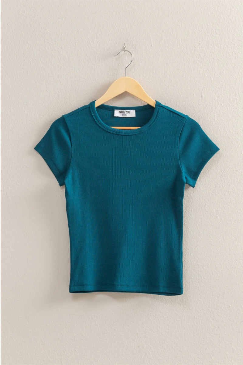 Ribbed Crop Tee - TEA