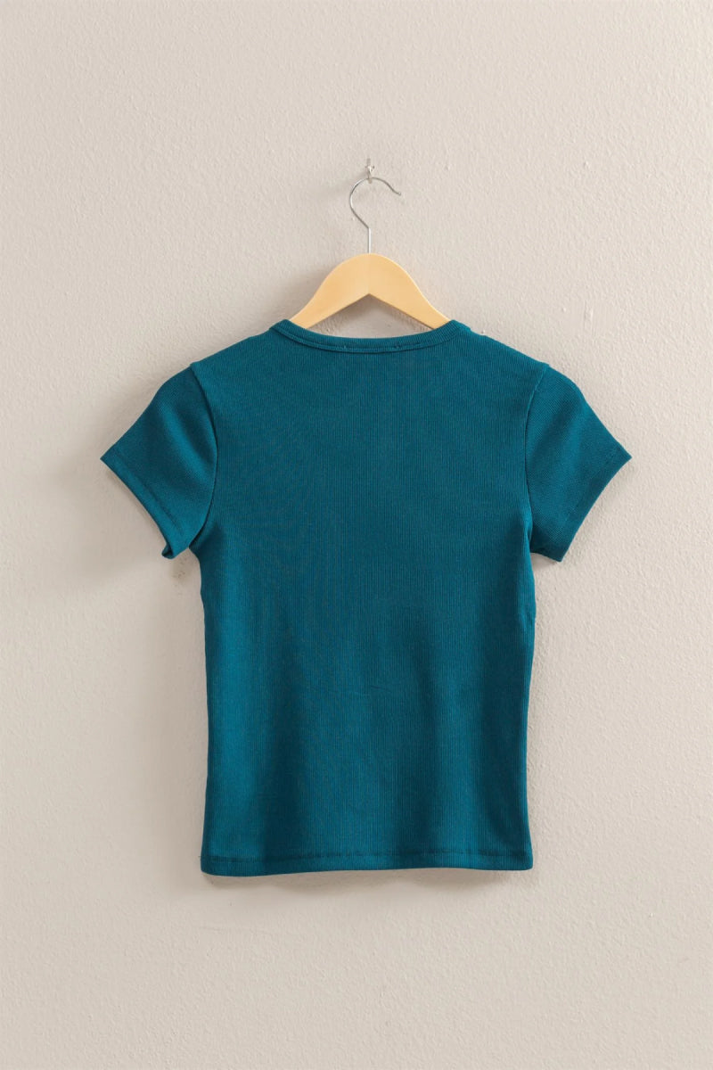 Ribbed Crop Tee - TEA