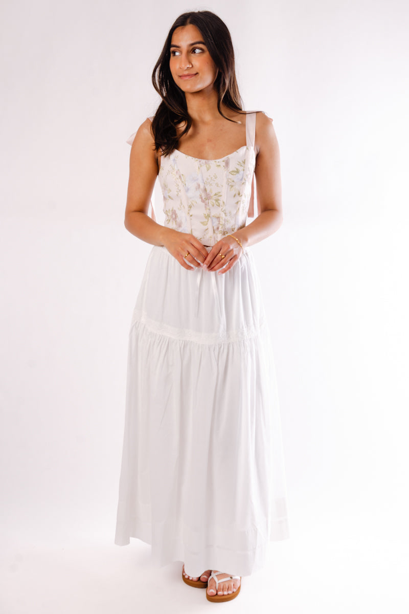 Ribbon Tie Floral Corset Top - BGE
