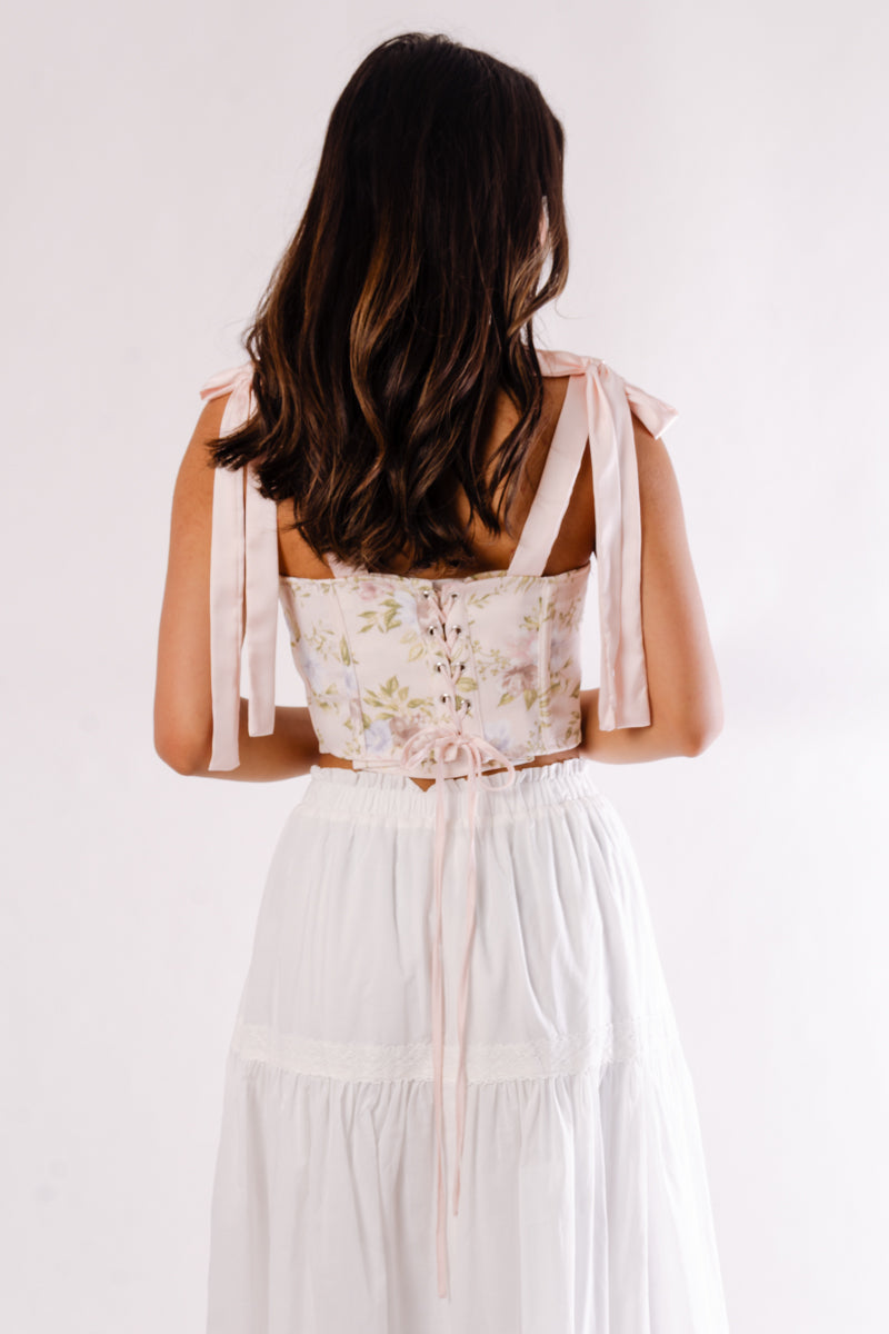 Ribbon Tie Floral Corset Top - BGE