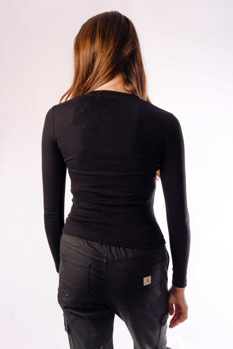 Rip Snap Placket Henley - BLK