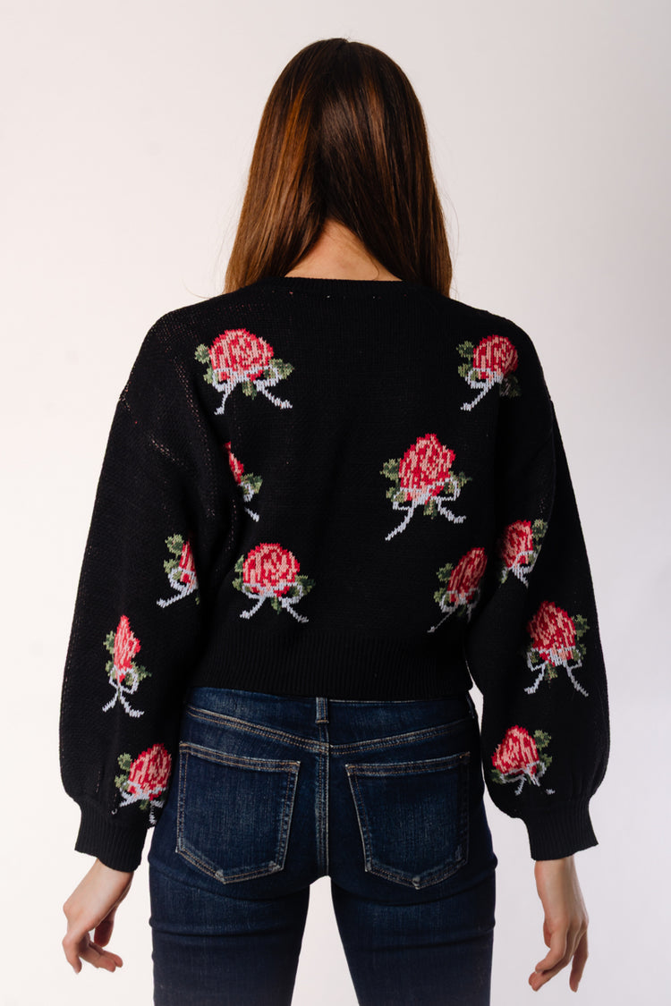 Roses & Bows Sweater - BLK