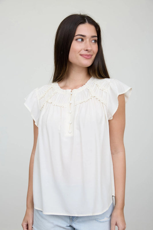 Ruffled Yoke Top - IVR