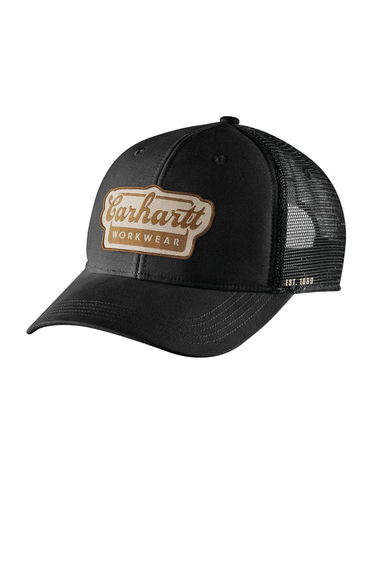 Rugged Flex Twill Mesh Script Cap - BLK