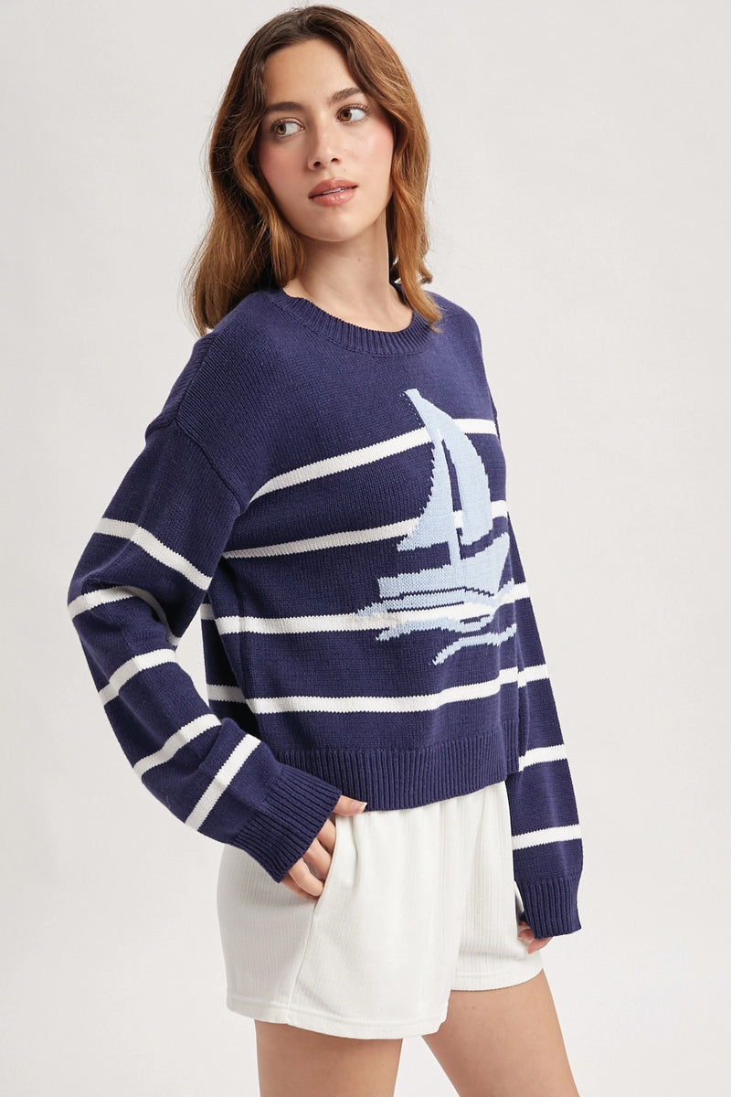 Sailing Seas Sweater - NVY