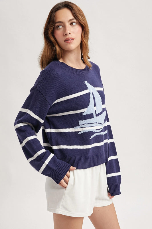 Sailing Seas Sweater - NVY
