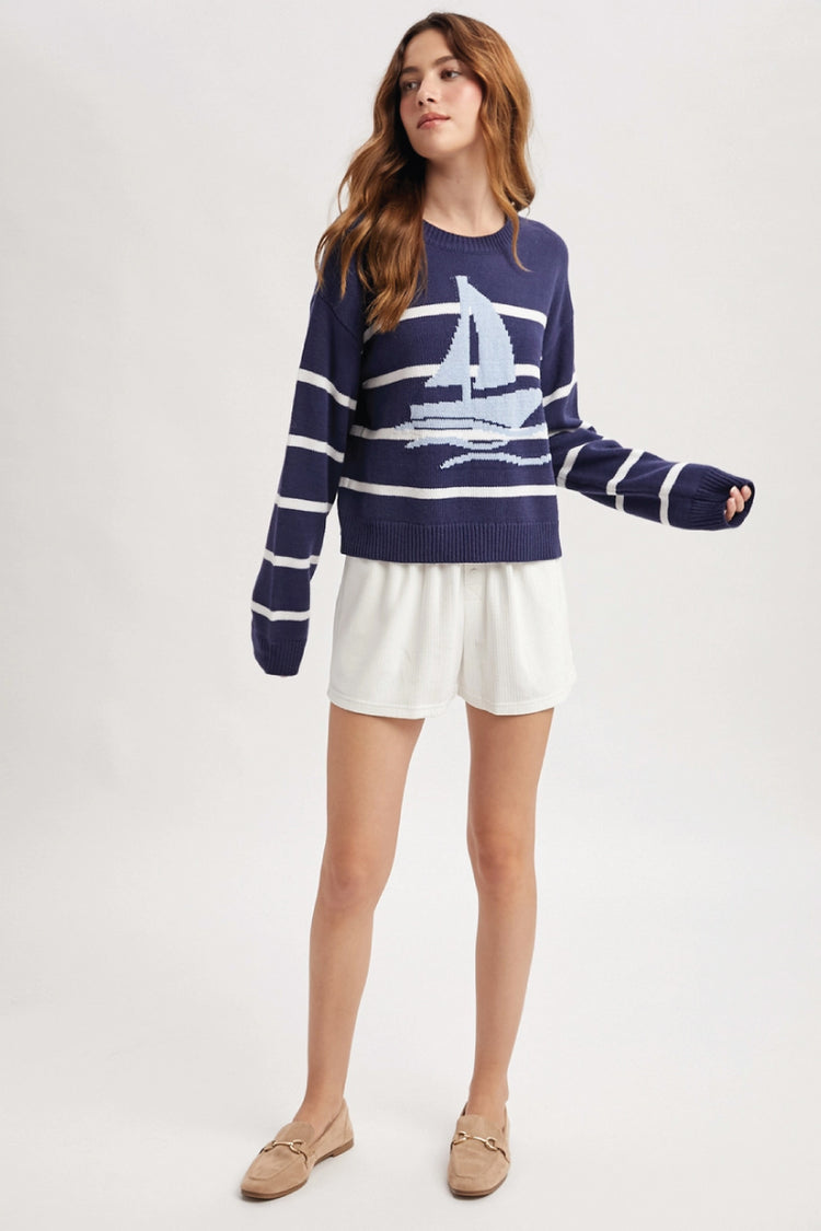 Sailing Seas Sweater - NVY