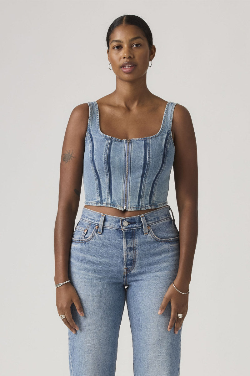 Seamed Zip Bustier Top - SHA