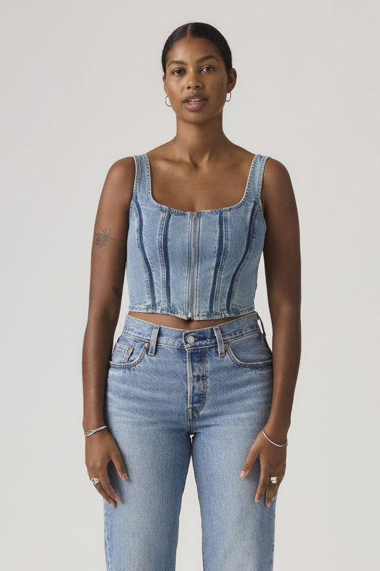 Seamed Zip Bustier Top - SHA