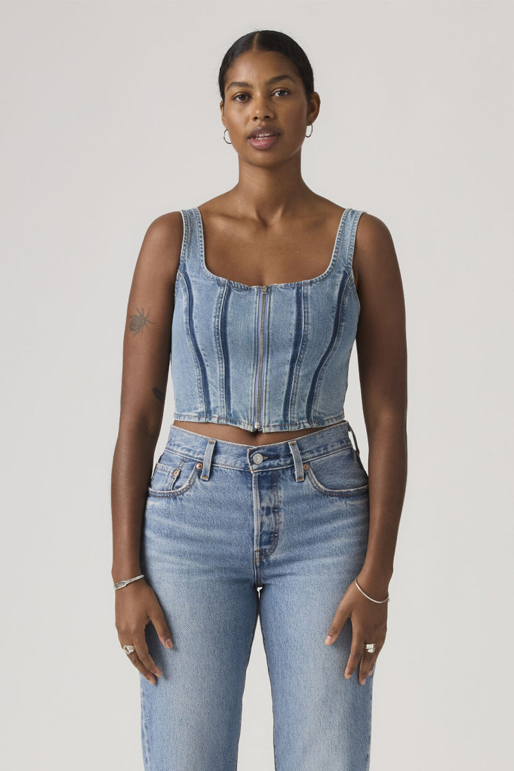 Seamed Zip Bustier Top - SHA