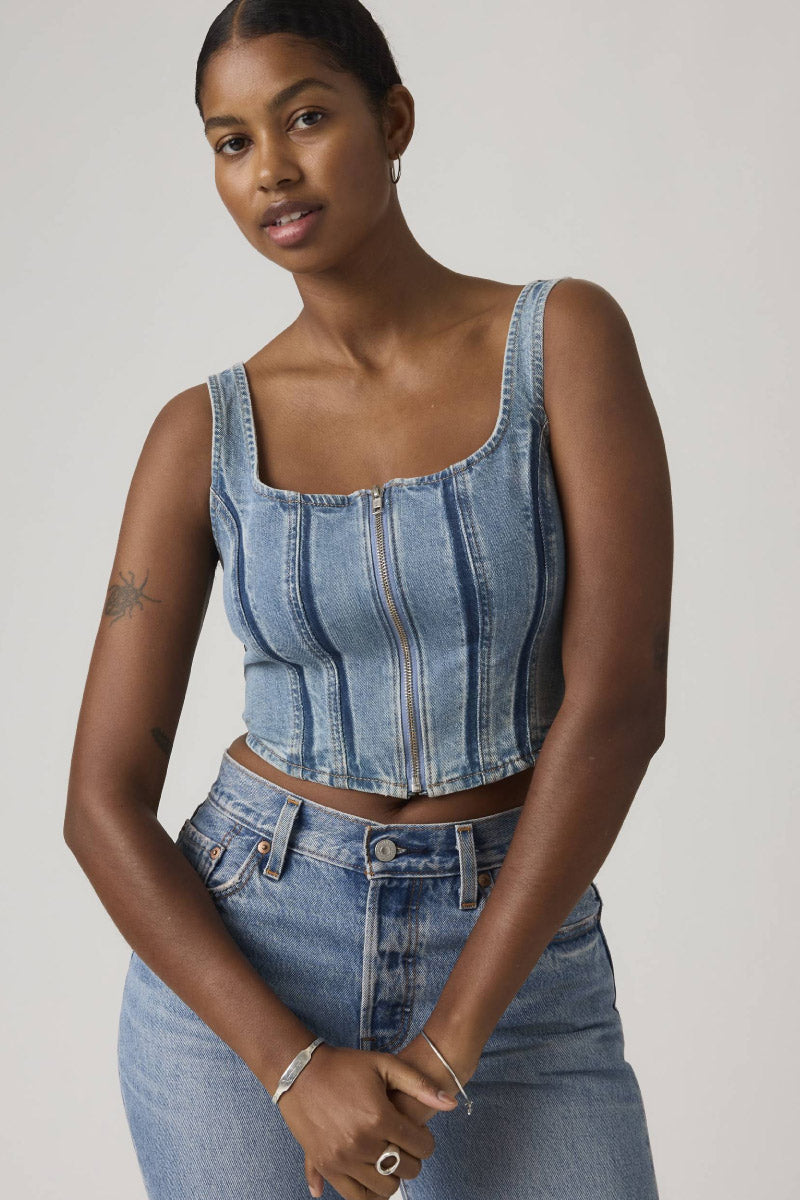 Seamed Zip Bustier Top - SHA