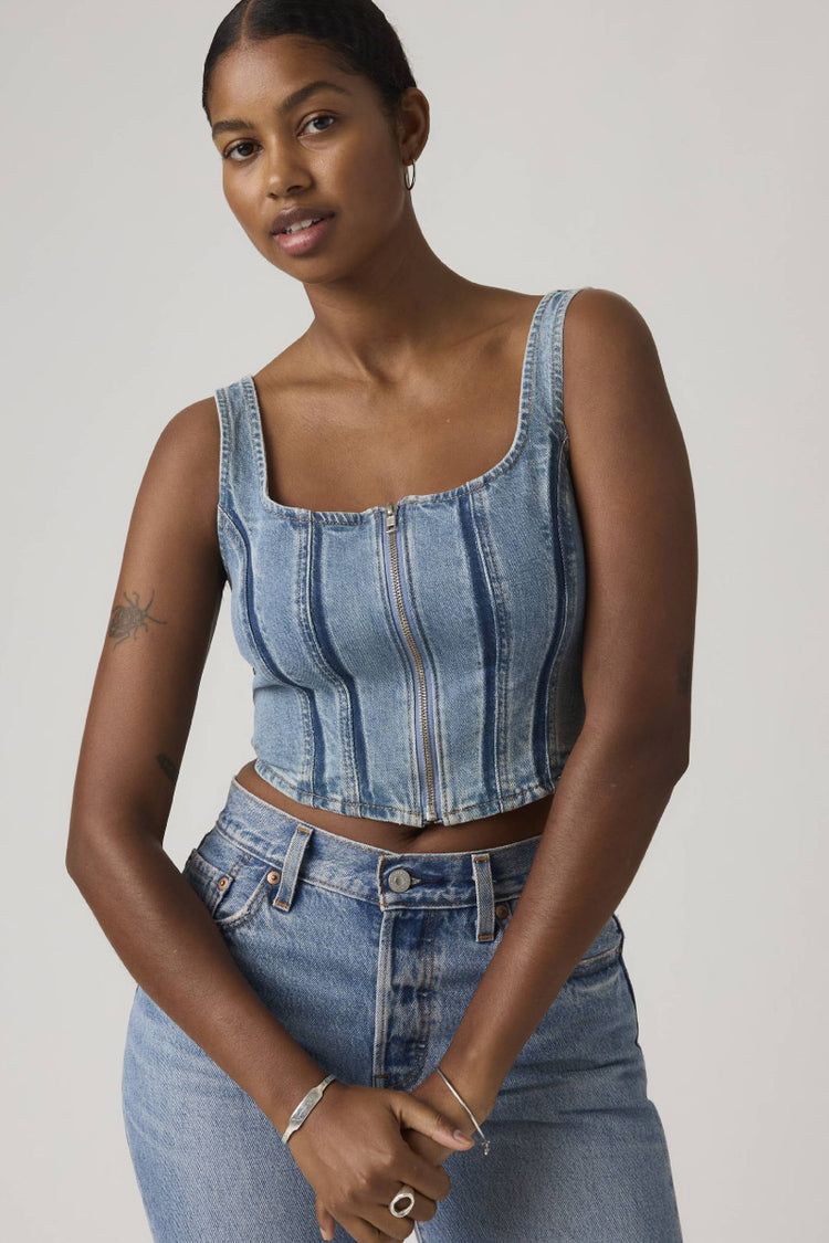 Seamed Zip Bustier Top - SHA