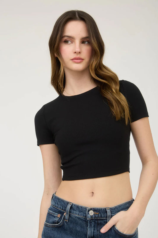 Seamless Crop Tee - BLK