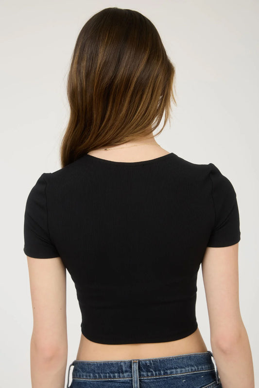 Seamless Crop Tee - BLK