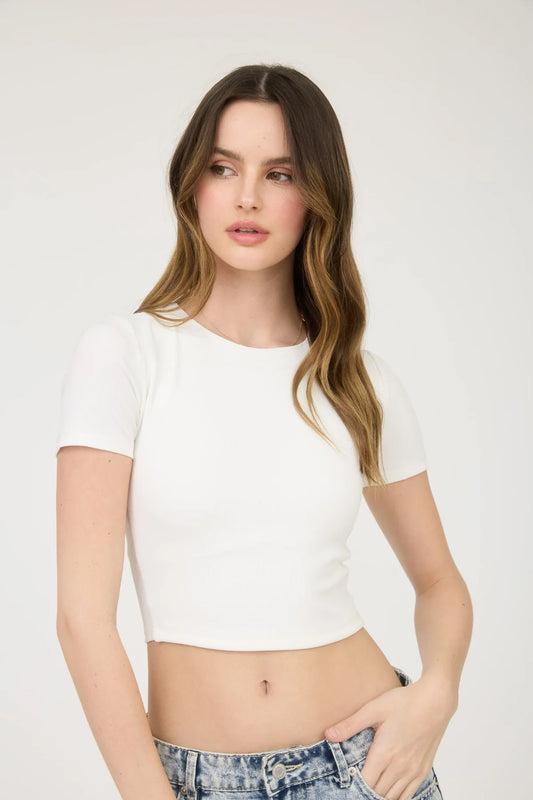 Seamless Crop Tee - WHT