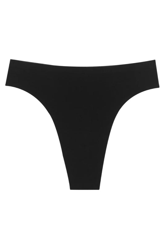 Seamless High Rise Thong - Black - BLK