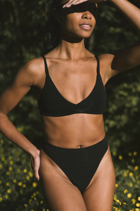 Seamless High Rise Thong - Black - BLK