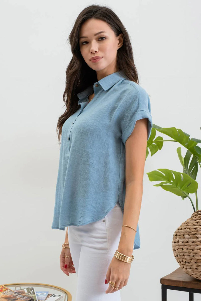 Selesta Short Sleeve Blouse - BLU