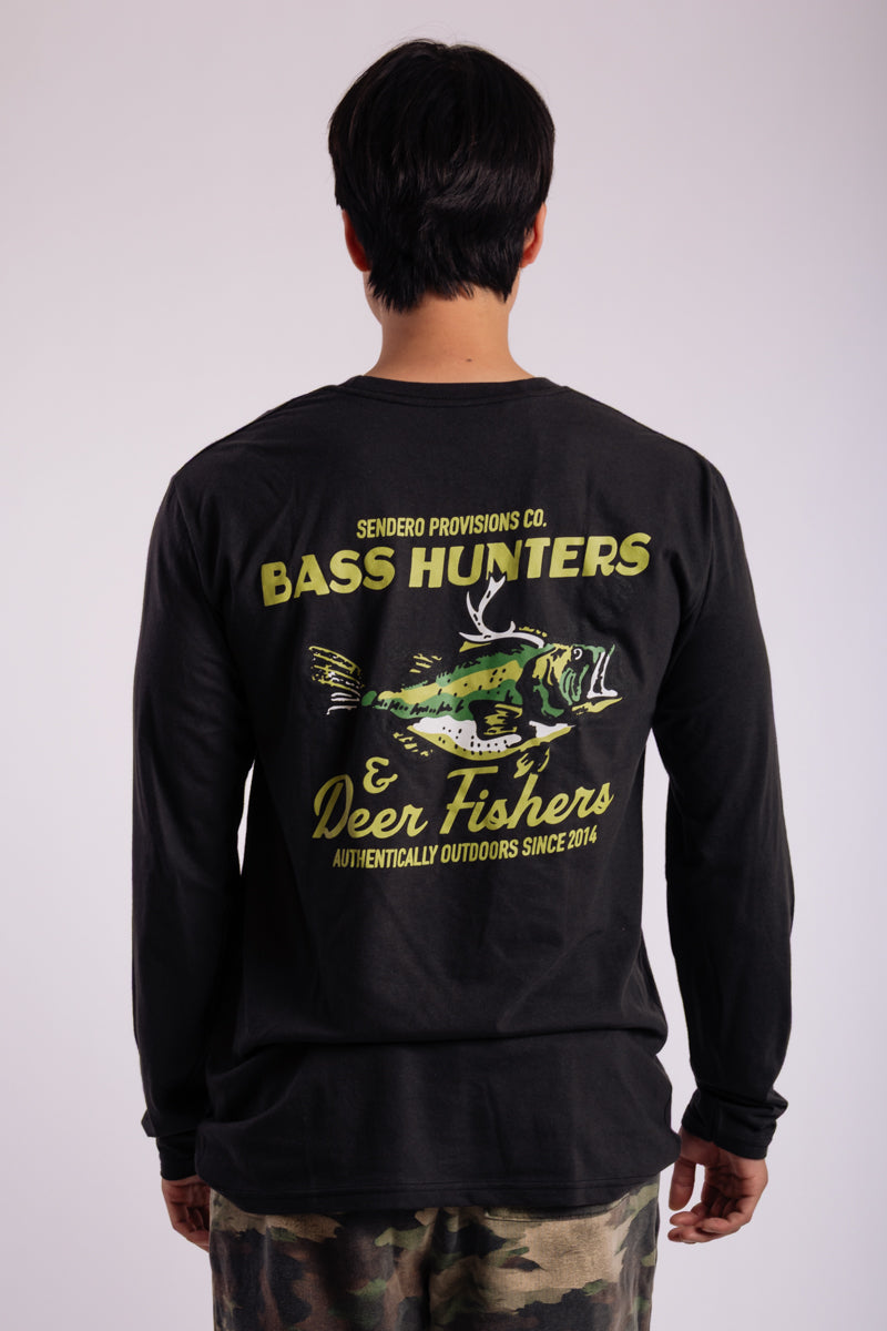 Deer Fishers Long Sleeve Tee - BLK