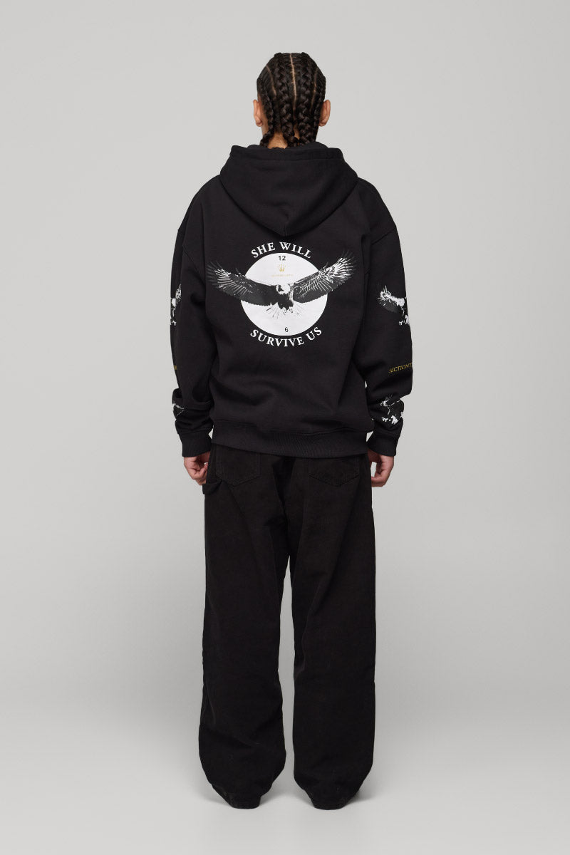 Unisex She Will Outlast Us Zip Hoodie - BLK