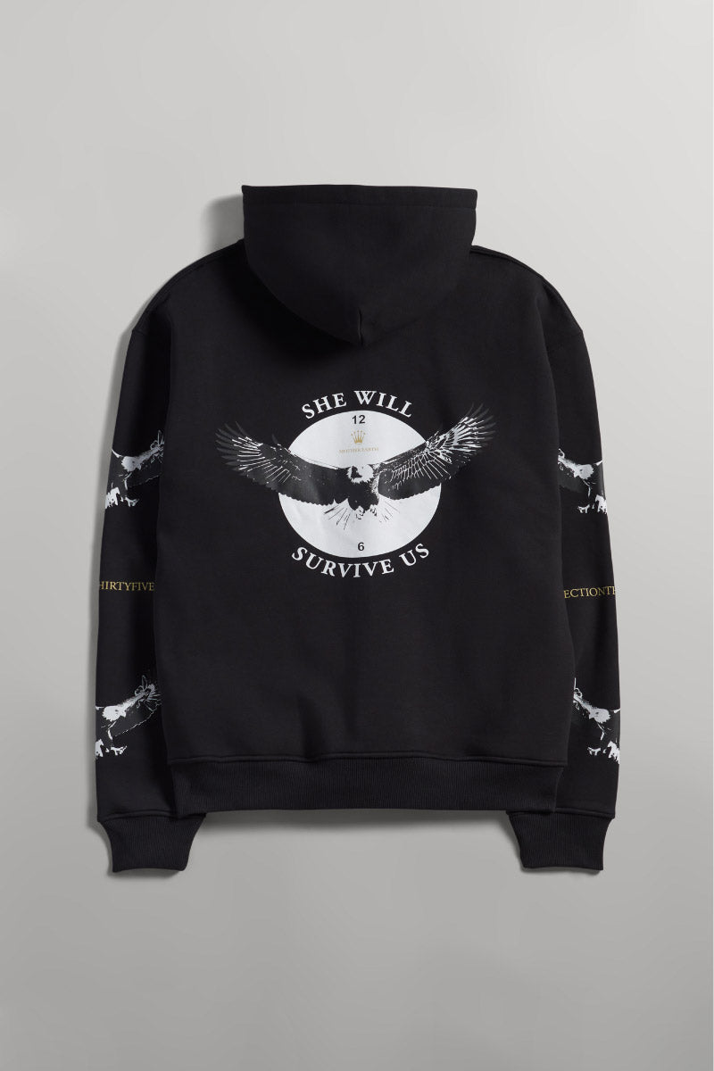 Unisex She Will Outlast Us Zip Hoodie - BLK