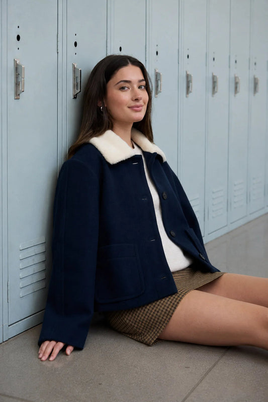 Shearling Collar Jacket - NVY