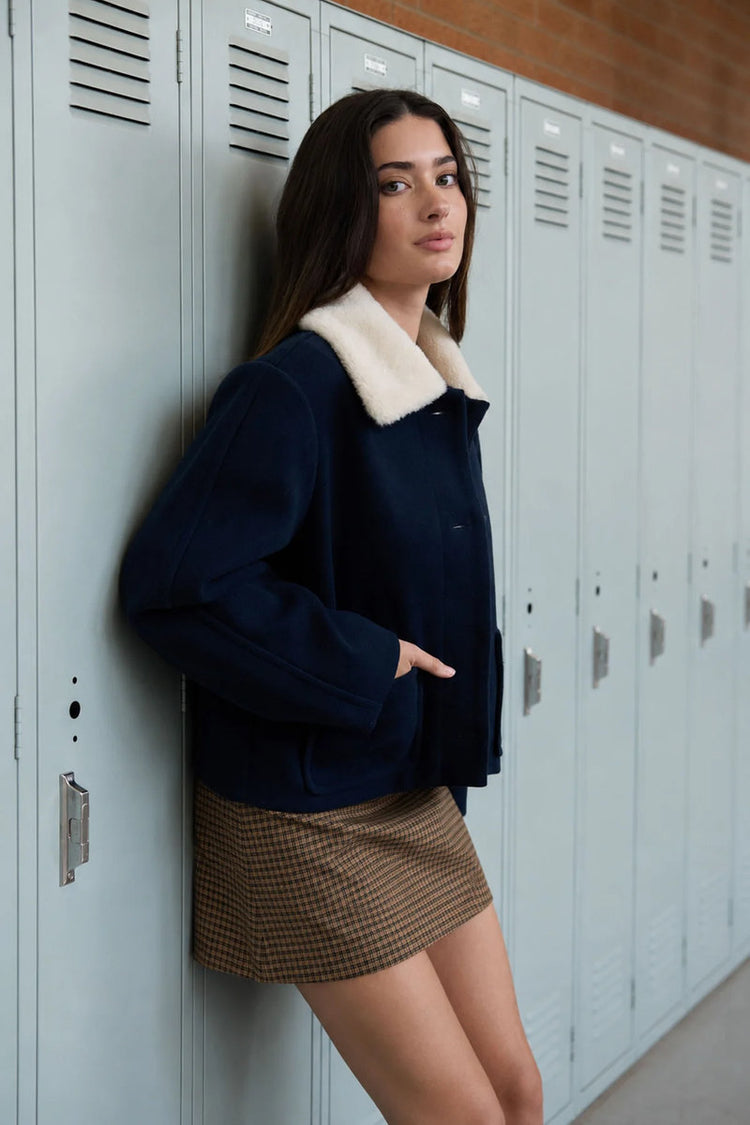 Shearling Collar Jacket - NVY