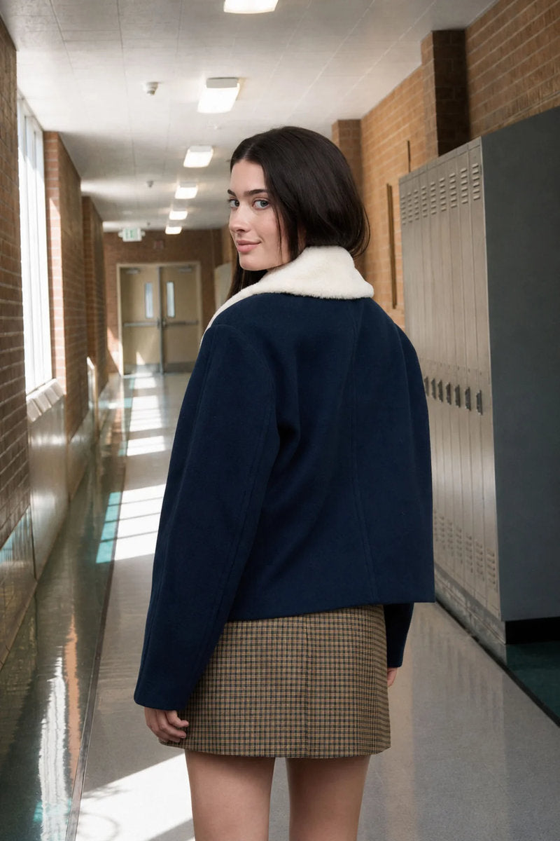 Shearling Collar Jacket - NVY
