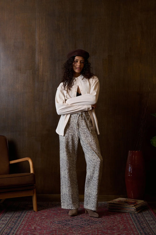 Shelly Leopard Wide Leg Jeans - LEO