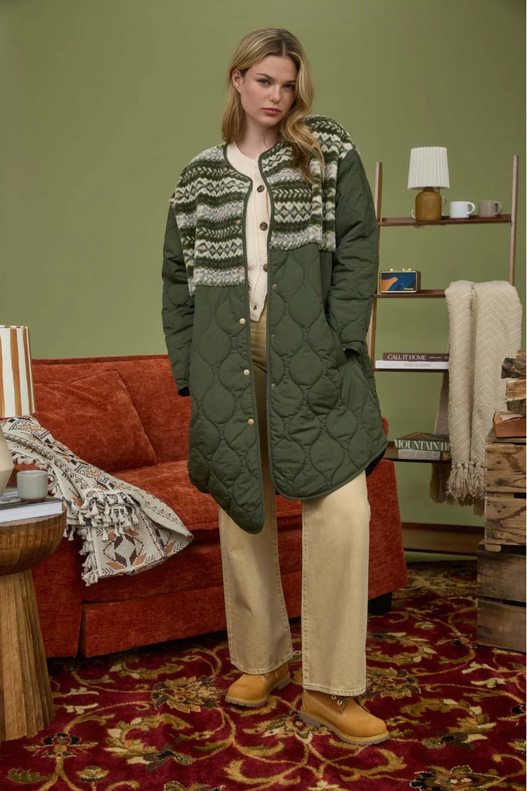 Sherpa Detail Quilted Puffer - OLV