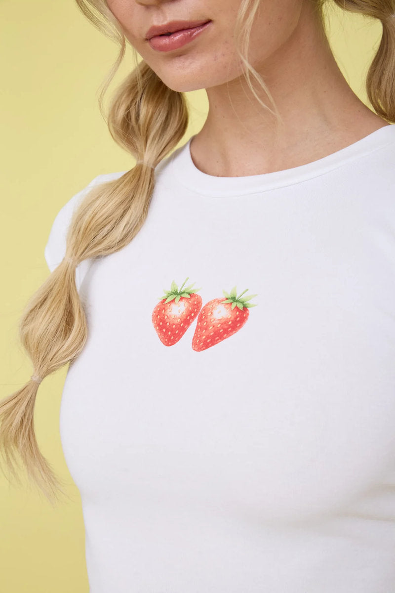 Short & Sweet Strawberry Crop Tee - IVR