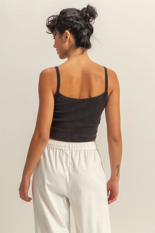 Snap Front Tank Top - BLK