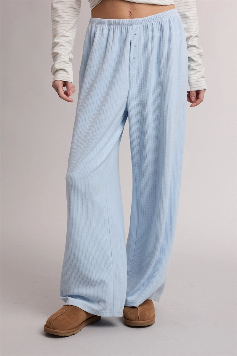 Soft Rib Relaxed Pants - BLU