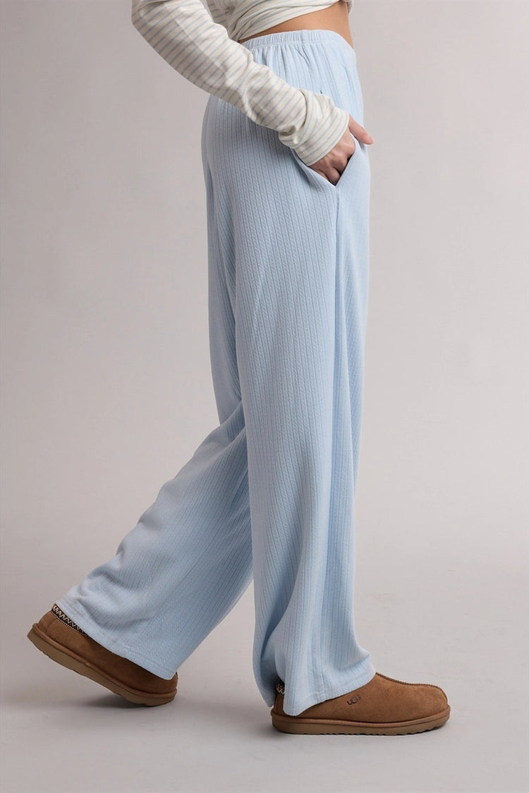 Soft Rib Relaxed Pants - BLU