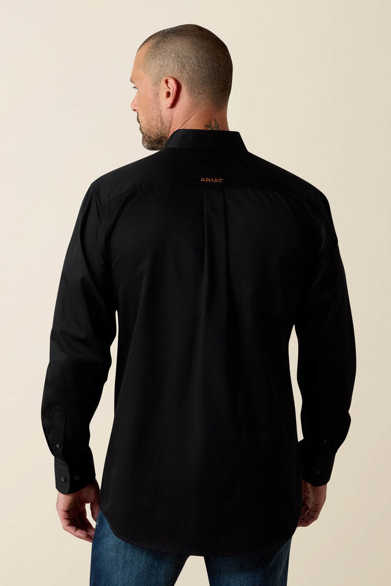 Solid Twill Fitted Shirt - BLK