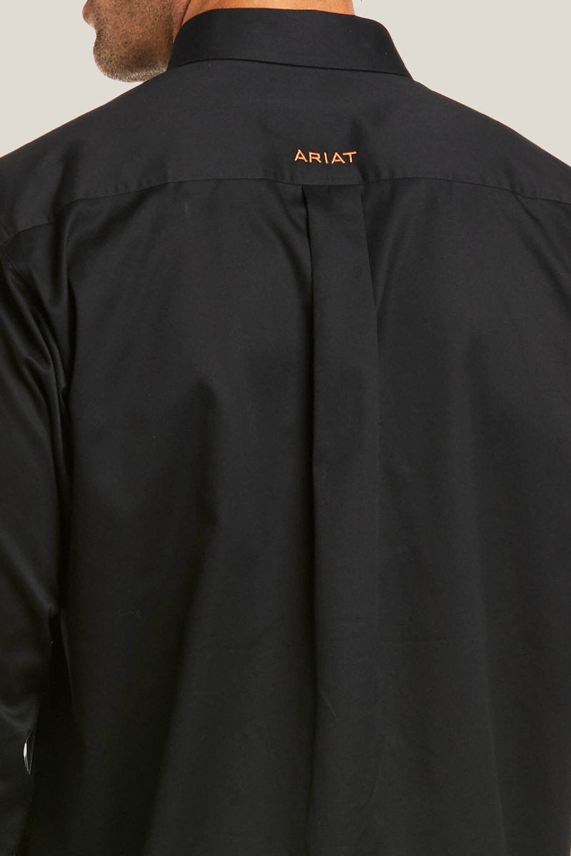 Solid Twill Fitted Shirt - BLK
