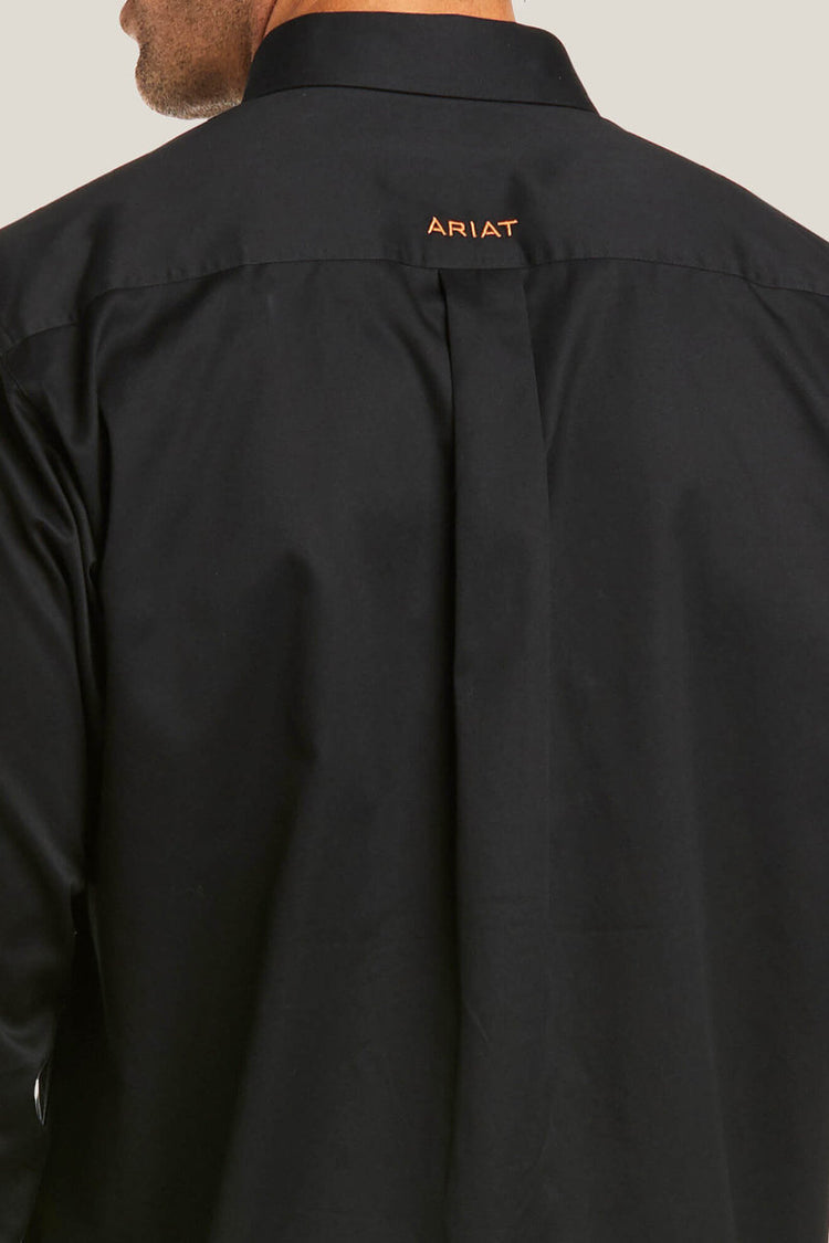 Solid Twill Fitted Shirt - BLK
